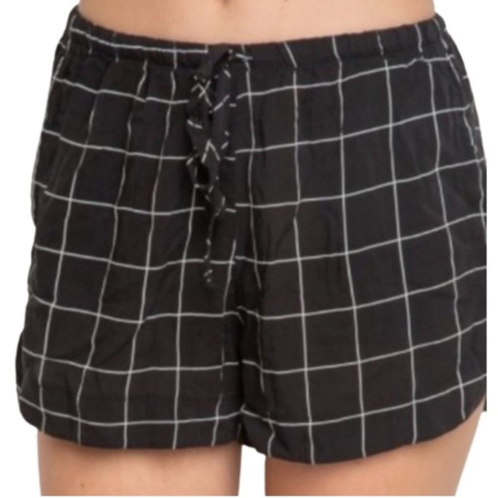 Brandy Melville Black and White Grid / Checker Eve Drawstring Shorts